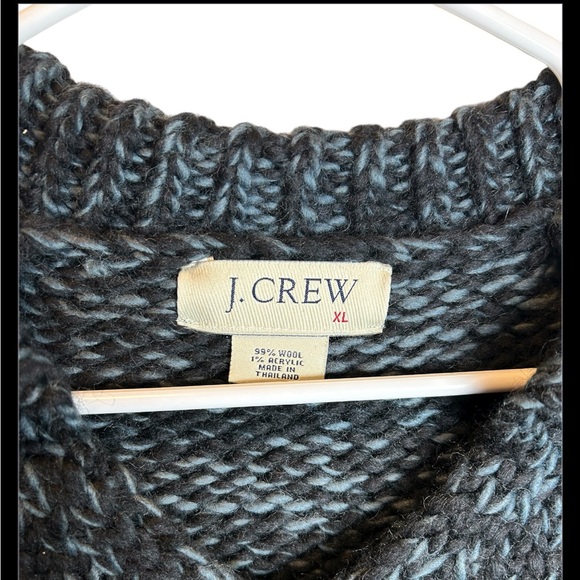 J Crew Vintage Hand-Stitched Black Blue 99% Wool Pullover Sweater Size XL - Picture 4 of 4